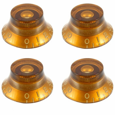 (4) EMBOSSED Vintage Style Top Hat Bell Knobs fit Gibson® USA & CTS, AMBER