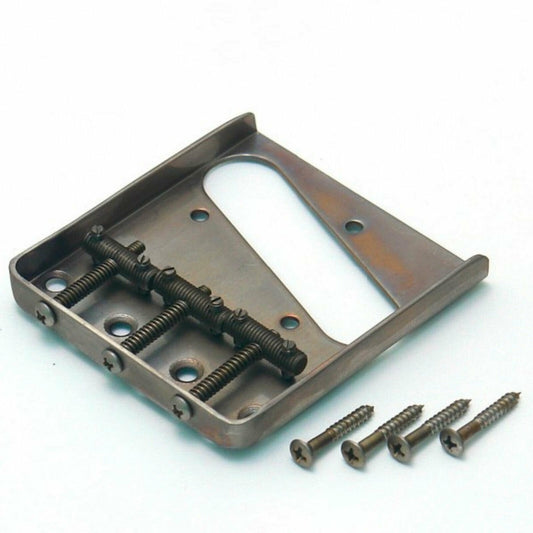 NEW Q-Parts Aged Collection Guitar Bridge for '58 Fender Tele, DISTRESSED NICKEL