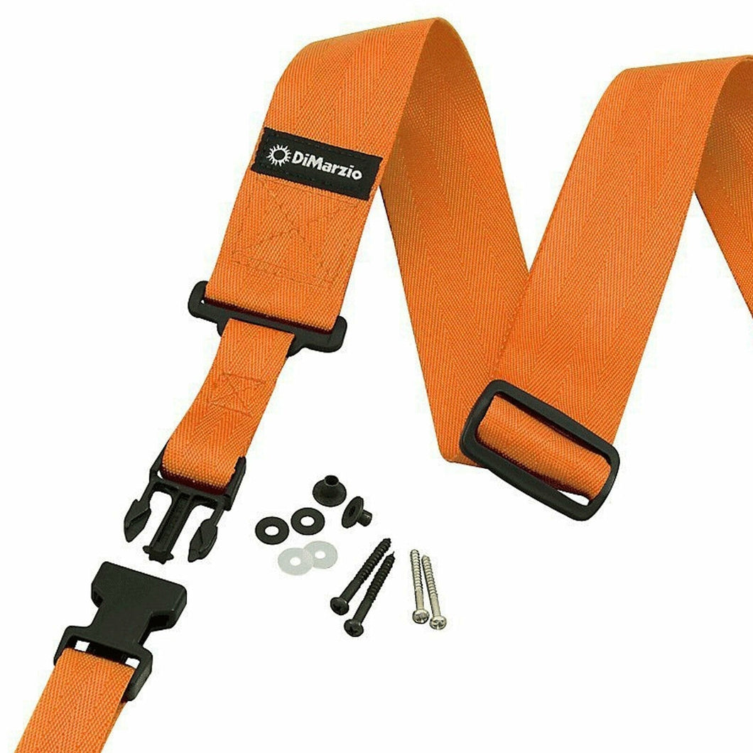 NEW DiMarzio DD2200OR 2 Inch Nylon ClipLock Guitar Strap Quick Release - ORANGE