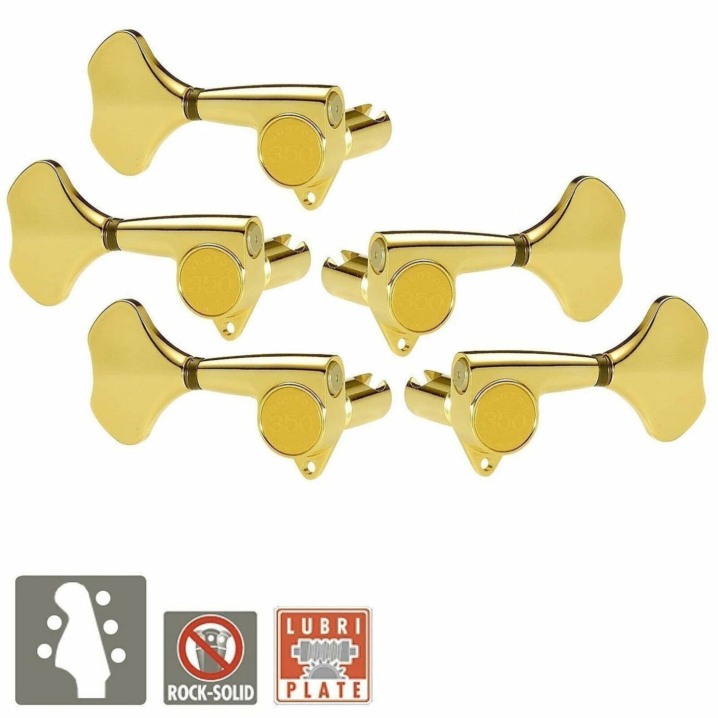 NEW Gotoh GB350 RES-O-LITE Aluminum Bass 5-String Tuning Keys L2+R3 Set - GOLD