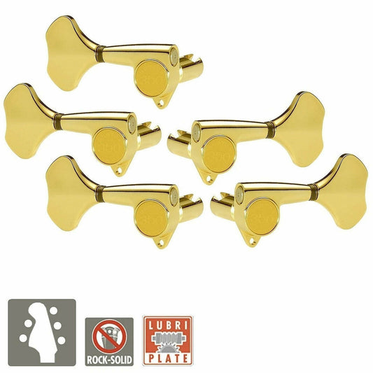 NEW Gotoh GB350 RES-O-LITE Aluminum Bass 5-String Tuning Keys L2+R3 Set - GOLD