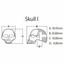 Load image into Gallery viewer, NEW (1) Q-Parts Guitar Knob SKULL I - BLACK CHROME - KBSI-0400