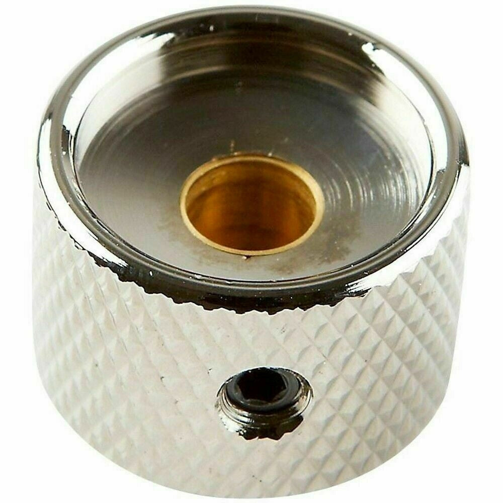 NEW (1) Q-Parts Guitar Knob CHROME w/ ACRYLIC AQUA PEARL on Dome KCD-0071