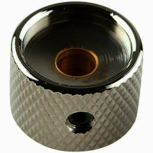 Load image into Gallery viewer, NEW (1) Q-Parts Guitar Knob Black Chrome w/ ACRYLIC WHITE PEARL on Dome KBD-0052