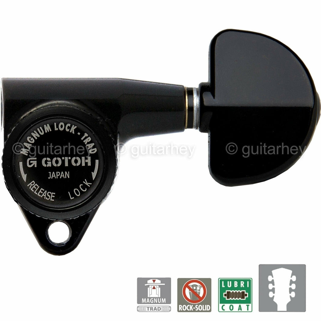 NEW Gotoh SG301-20 MGTB L3+R3 Set Locking Tuners LARGE DOME Buttons 3x3 - BLACK