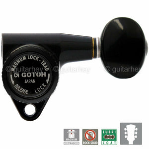 NEW Gotoh SG301-05 MGTB L3+R3 Set Locking Tuners OVAL Buttons Keys 3x3 - BLACK