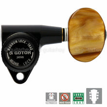 Load image into Gallery viewer, NEW Gotoh SG301-P2 MGTB L3+R3 Set Locking Tuners LARGE AMBER Buttons 3x3, BLACK