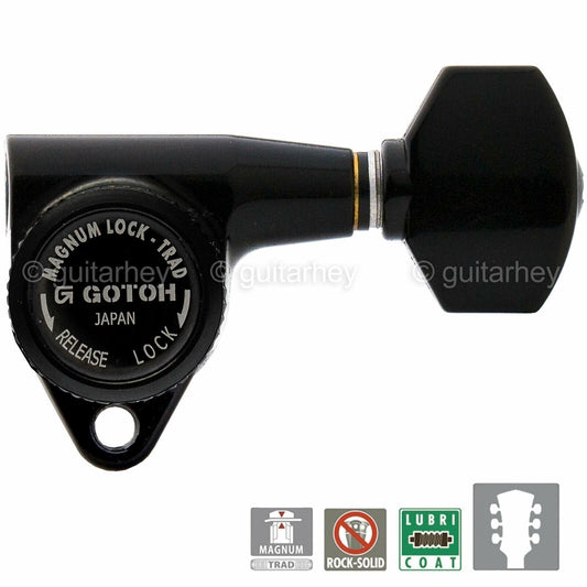 NEW Gotoh SG301-07 MGTB L3+R3 Set Locking Tuners Keys 3x3 - BLACK