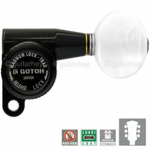 Load image into Gallery viewer, NEW Gotoh SG360-05P1 MGTB Locking Tuners Set w/ OVAL PEARL Buttons 3x3 - BLACK