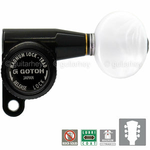 NEW Gotoh SG360-05P1 MGTB Locking Tuners Set w/ OVAL PEARL Buttons 3x3 - BLACK
