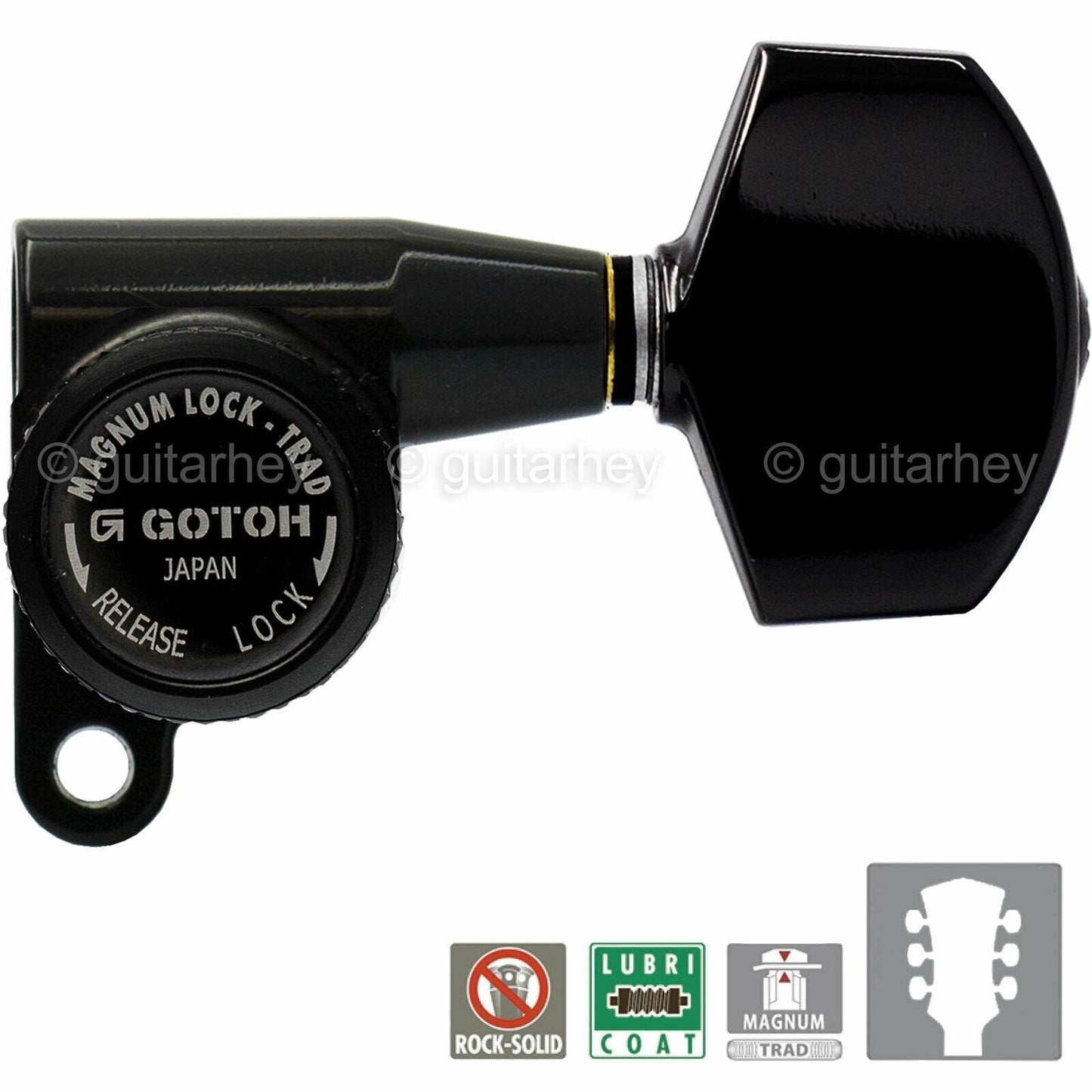 NEW Gotoh SG360-01 MGTB Locking Tuners Set w/ LARGE Buttons 3x3 - BLACK