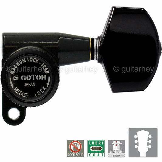 NEW Gotoh SG360-01 MGTB Locking Tuners Set w/ LARGE Buttons 3x3 - BLACK