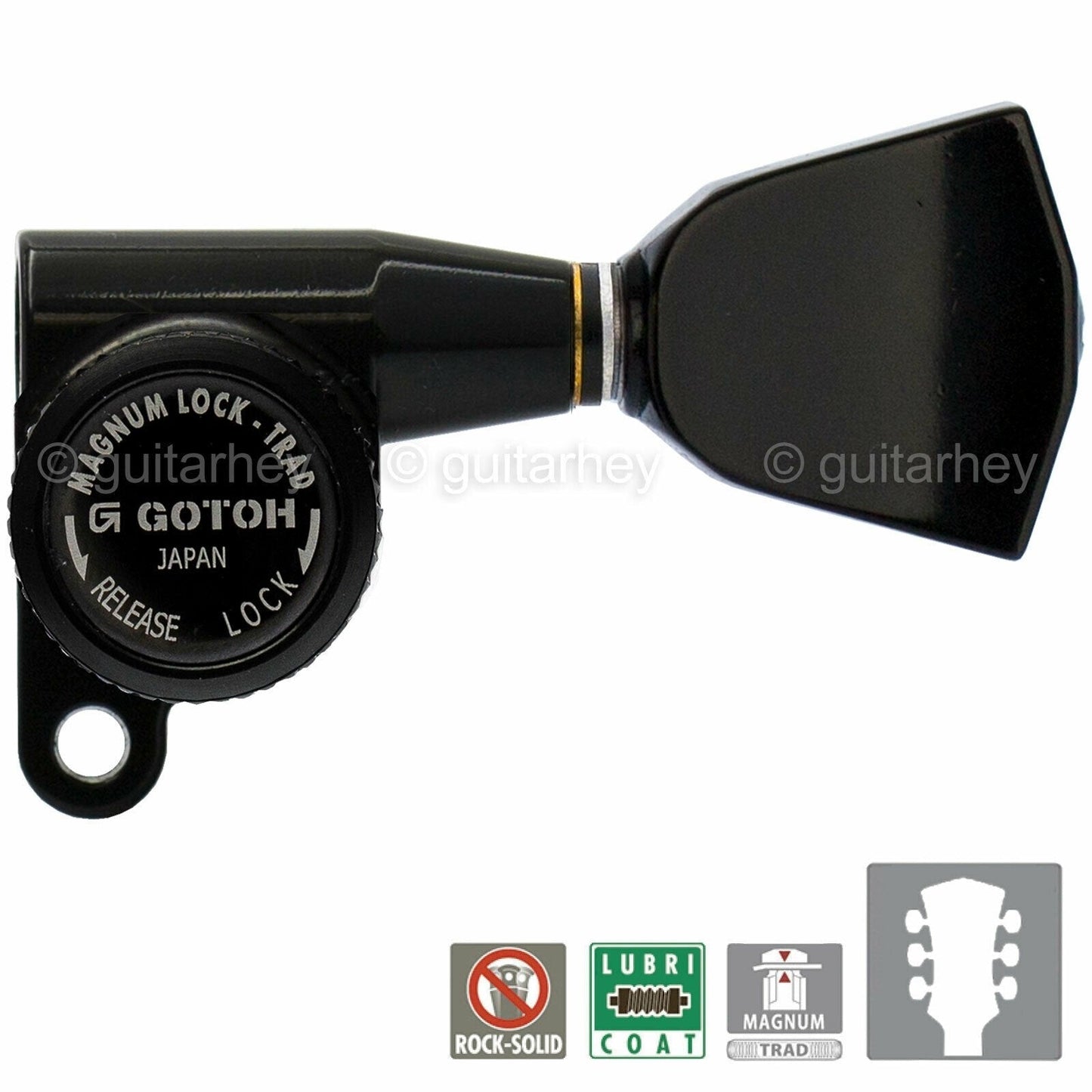 NEW Gotoh SG360-04 MGTB Locking Tuners Set L3+R3 w/ KEYSTONE Buttons 3x3 - BLACK
