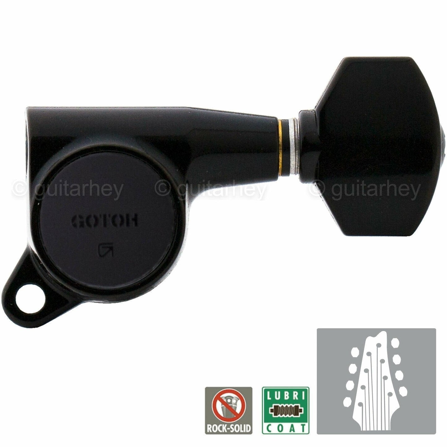 NEW Gotoh SG381-07 L4+R4 Guitar Tuners 8-String Set SMALL Buttons 4x4 - BLACK