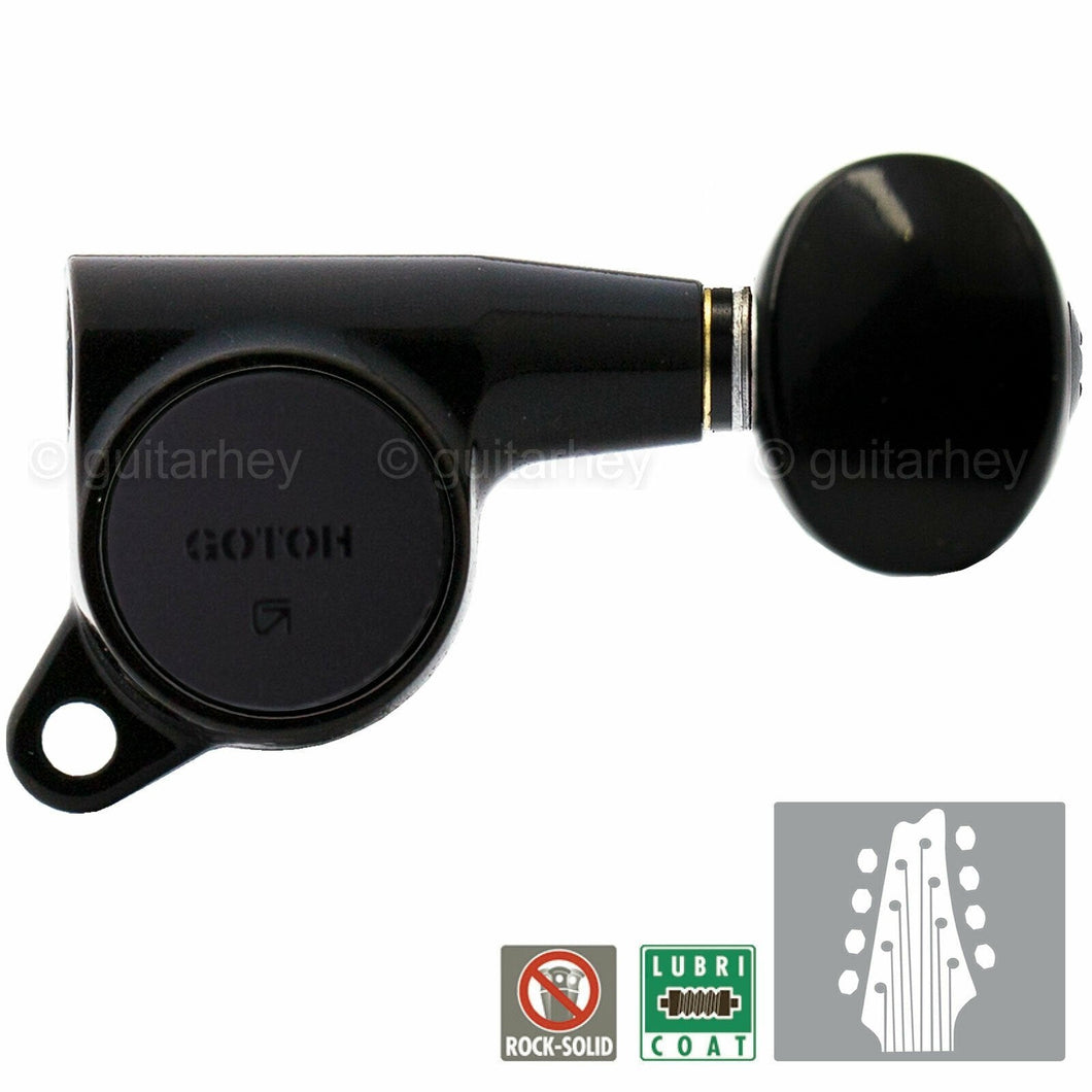 NEW Gotoh SG381-05 L4+R4 Guitar Tuners 8-String Set OVAL Buttons 4x4 - BLACK