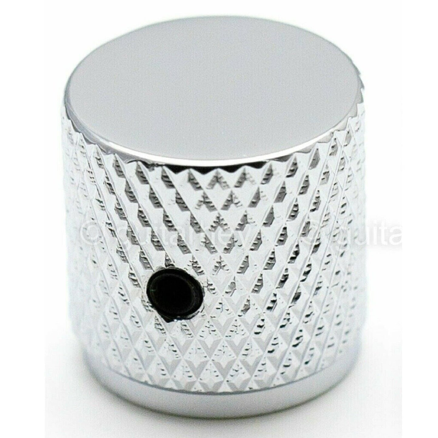 NEW (1) BRASS Flat Barrel Knobs w/ Set Screw for Guitar & Bass 6mm ID - CHROME