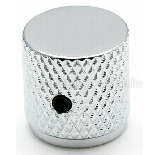 NEW (1) BRASS Flat Barrel Knobs w/ Set Screw for Guitar & Bass 6mm ID - CHROME