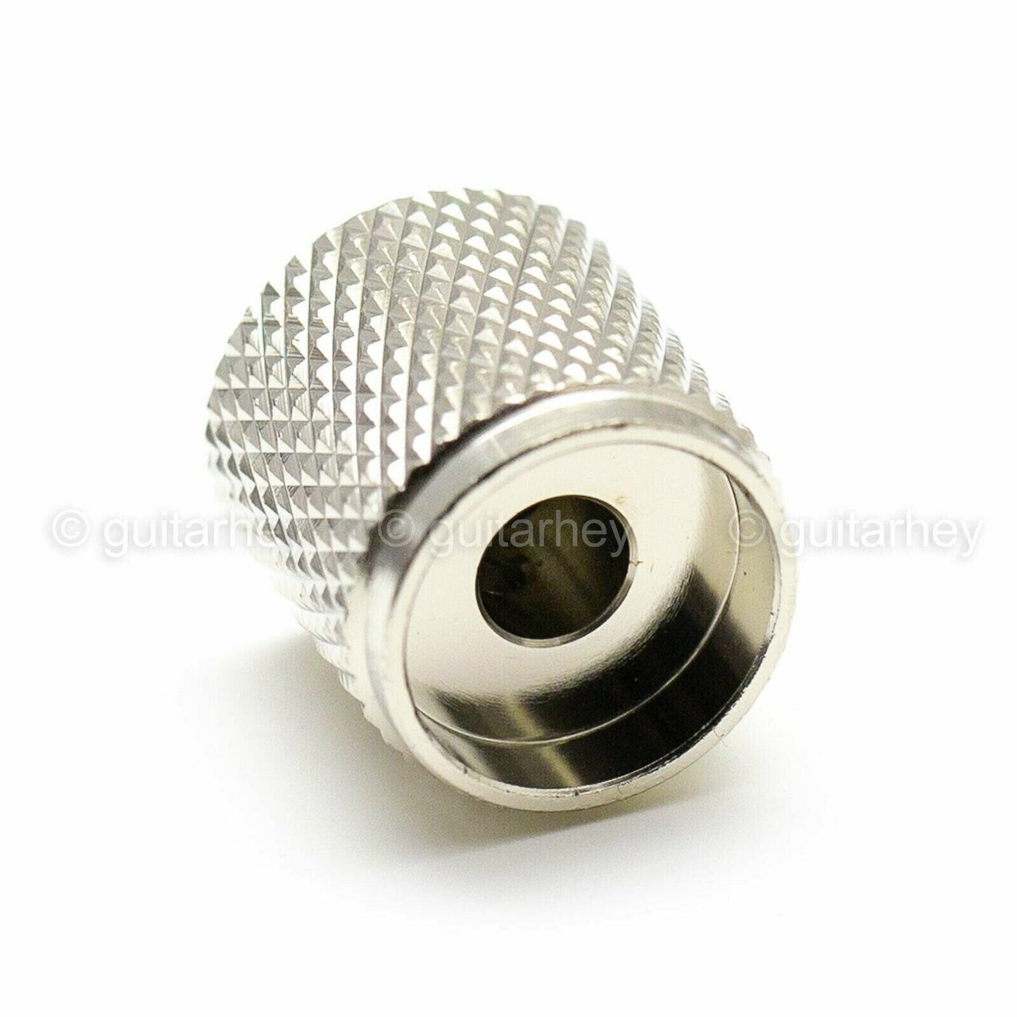 NEW (1) BRASS Flat Barrel Knobs w/ Set Screw for Guitar & Bass 6mm ID - NICKEL
