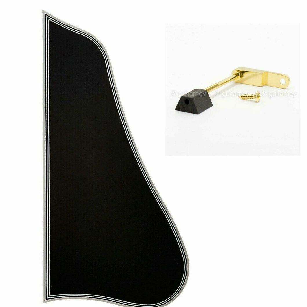 NEW Bound SMALL BLACK Pickguard for Gibson® Cutaway Style Jazz w/ Gold Bracket