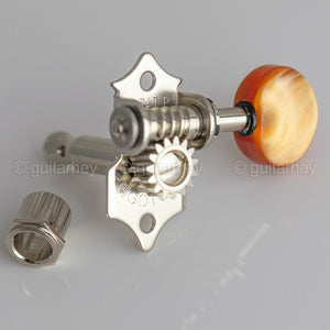 NEW Gotoh SE700-P5R OPEN-GEAR Tuning Keys L3+R3 w/ AMBER Buttons 3x3 - NICKEL