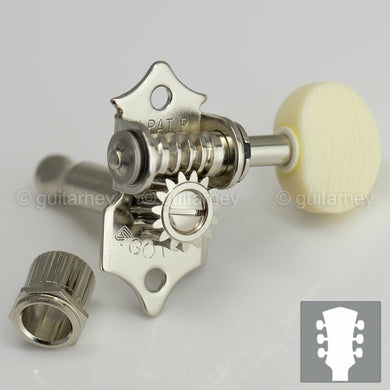 NEW Gotoh SE700-M5 OPEN-GEAR Tuning Keys L3+R3 w/ IVORY Buttons 3x3 - NICKEL