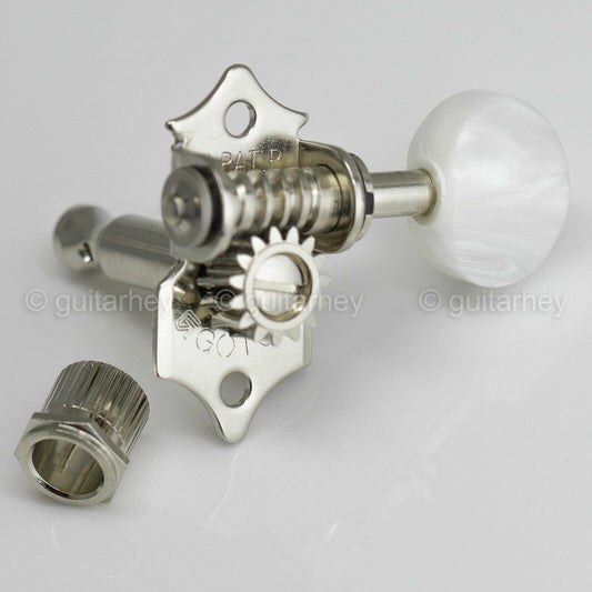NEW Gotoh SE700-P5W OPEN-GEAR Tuning Keys L3+R3 w/ PEARLOID Buttons 3x3 - NICKEL