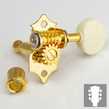 Load image into Gallery viewer, NEW Gotoh SE700-M5 OPEN-GEAR Tuning Keys L3+R3 w/ OVAL IVORY Buttons 3x3 - GOLD