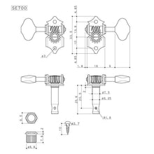 Carregar imagem no visualizador da galeria, NEW Gotoh SE700-M5 OPEN-GEAR Tuning Keys L3+R3 w/ OVAL IVORY Buttons 3x3 - GOLD