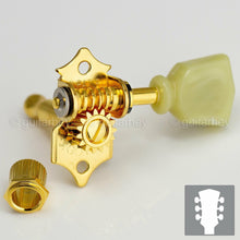 Load image into Gallery viewer, NEW Gotoh SE700-SL OPEN-GEAR Tuning Keys L3+R3 w/ KEYSTONE Buttons 3x3 - GOLD