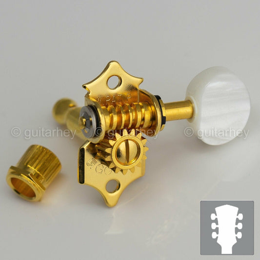 NEW Gotoh SE700-P5W OPEN-GEAR Tuning Keys L3+R3 w/ OVAL PEARL Buttons 3x3 - GOLD