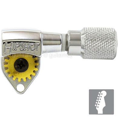 NEW Hipshot 6 in Line STAGGERED Classic KNURLED SK1C Buttons w/ Plates - CHROME