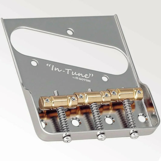 NEW Gotoh BS-TC1S Steel Tele Bridge, Cut Down Sides, Brass Saddles - CHROME