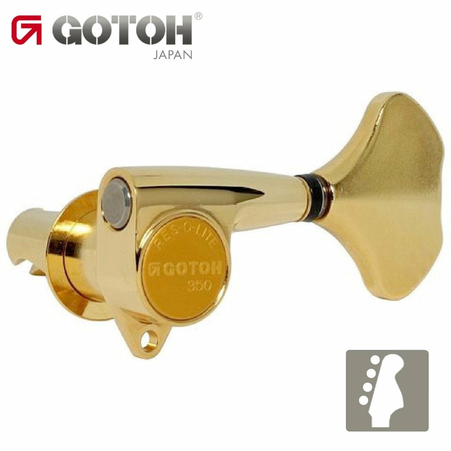 NEW Gotoh GB350 RES-O-LITE Aluminum Bass Side 4-in Line Tuning Keys Set - GOLD