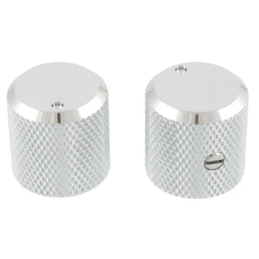 NEW (2) Metal Guitar/Bass Knobs w/ Indicator & Set Screw Made in Japan - CHROME