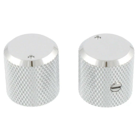 NEW (2) Metal Guitar/Bass Knobs w/ Indicator & Set Screw Made in Japan - CHROME
