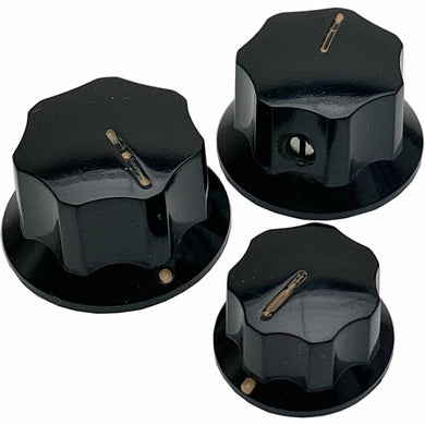 NEW Master Relic Aged '62 Bakelite Vintage Knob Set for Fender Jazz Bass - BLACK