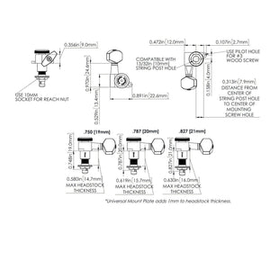 NEW Hipshot 6-in-Line LOCKING Tuners STAGGERED Small Buttons TREBLE - NICKEL