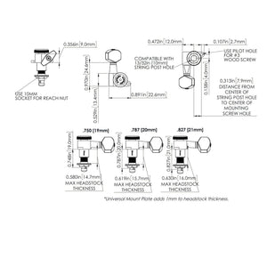 NEW Hipshot 6-in-Line LOCKING Tuners STAGGERED w/ HS Buttons TREBLE, NICKEL