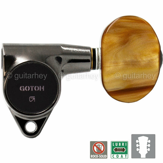 NEW Gotoh SG301-P2 Tuning Keys L3+R3 Large AMBER Buttons Set 3x3 - COSMO BLACK