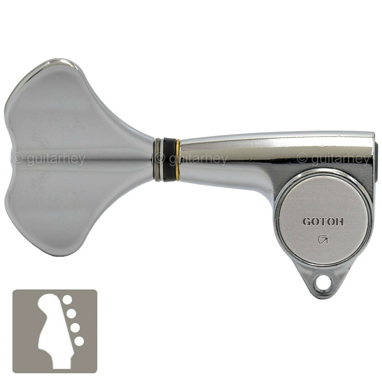 NEW Gotoh GB707 Bass Machine Heads 4-in-line Tuners TREBLE SIDE, Lefty - CHROME