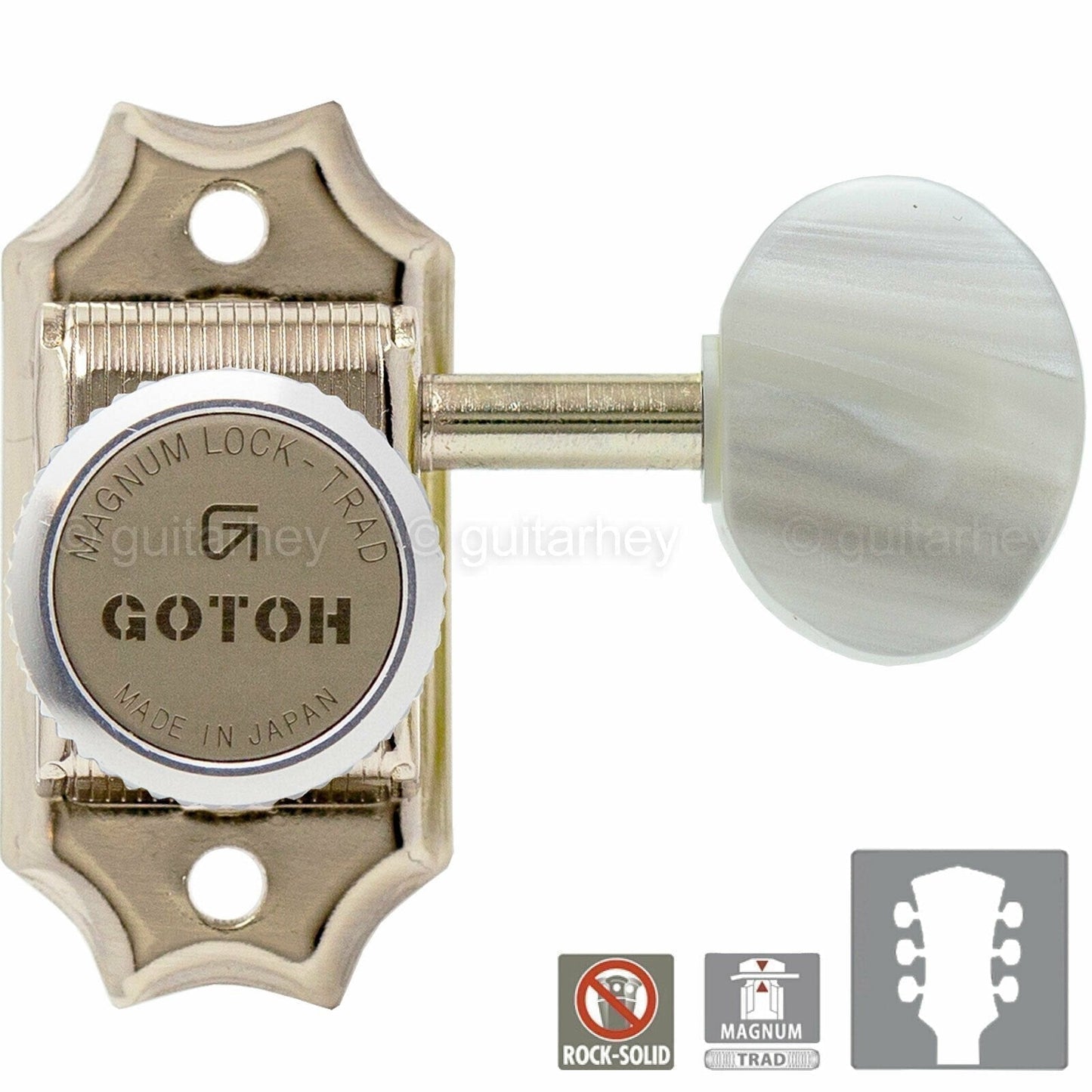 NEW Gotoh SD90-P5W MGT MAGNUM LOCKING Tuners L3+R3 OVAL PEARL Buttons 3x3 NICKEL