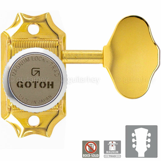 NEW Gotoh SD90-06M MGT Magnum LOCKING Tuners L3+R3 w/ VICTORIAN Buttons 3x3 GOLD