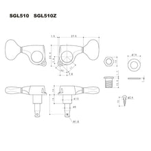 Load image into Gallery viewer, NEW Gotoh SGL510Z-L5 MGT Locking Tuning Keys, DELTA, 21:1 Ratio Set 3x3 - GOLD