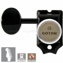 Carregar imagem no visualizador da galeria, NEW Gotoh SD91-05M MGT Locking Tuners STAGGERED 6 in line LEFT-HANDED - BLACK