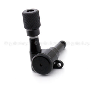 Hipshot 6-in-Line Schaller Mini M6 Style KNURLED Butttons Non-Staggered - BLACK