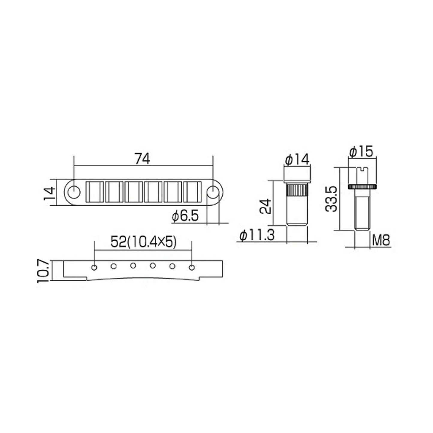 NEW Gotoh GE103B-T-BS Large Metric Posts w/ BRASS Saddles Tune-O-Matic - NICKEL