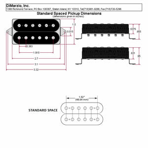 NEW DiMarzio DP192 Air Zone Guitar Humbucker Standard Spaced - BLACK