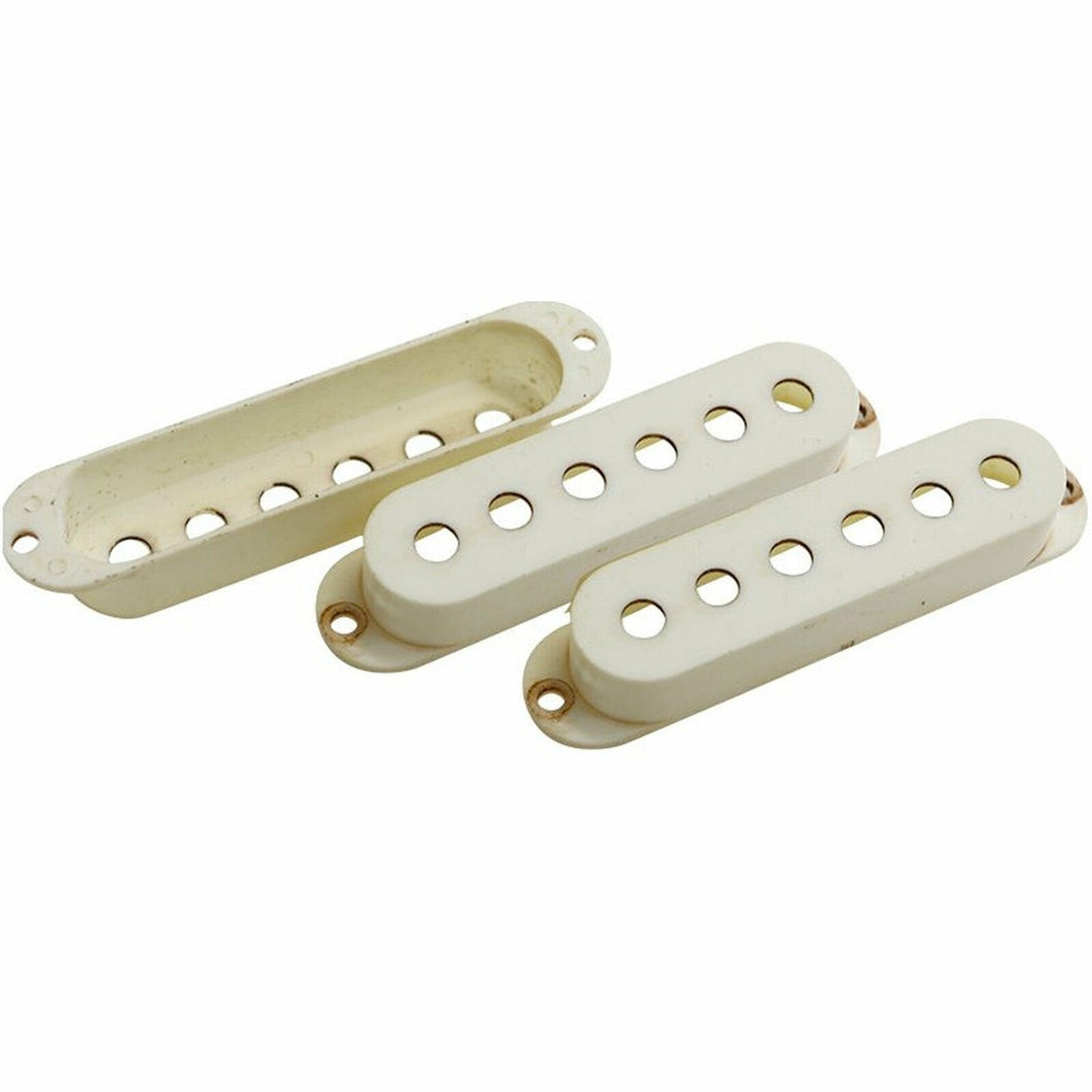 (3) MASTER Relic Pickup Covers 52mm fit 60s Fender Stratocaster Parchment White