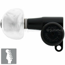 Load image into Gallery viewer, NEW Hipshot 6-in-Line Locking STAGGERED HALF MOON PEARL Buttons, LEFTY - BLACK