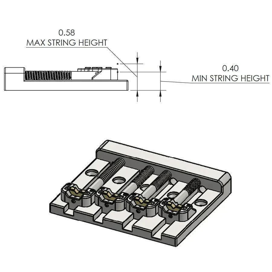 NEW Hipshot 5K400C KickAss Bass Bridge 4-String Retrofits Badass Bass - CHROME